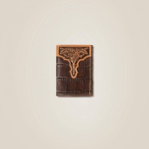 Ariat Alligator Trifold Wallet Brązowe Polska | HPNJKS-736