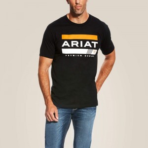 Ariat Bar Stripe T-Shirt Czarne Polska | MBQAHF-574