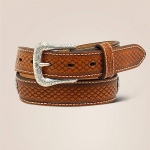 Ariat Beaded Tooled Belt Brązowe Polska | SROABV-102