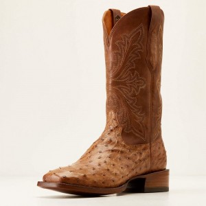 Ariat Bench Made Bassett Western Boot Buckskin Full Quill Ostrich Polska | FSLOPY-846