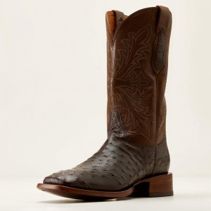 Ariat Bench Made Bassett Western Boot Espresso Full Quill Ostrich Polska | MFVCQH-203