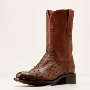 Ariat Bench Made Clanton Western Boot Bourbon Full Quill Ostrich Polska | PARGHN-950