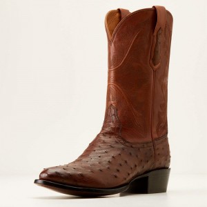 Ariat Bench Made James Western Boot Bourbon Full Quill Ostrich Polska | RVJEOH-305