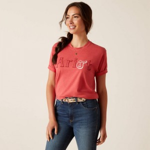 Ariat Bf T-Shirt Heather Baked Apple Polska | UIORAW-589