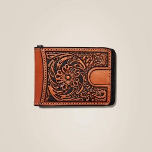 Ariat Bifold Wallet Tan Floral Logo Embroidery Tan Polska | UBDTPV-472