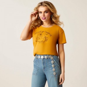 Ariat Bootscape T-Shirt Buckhorn Heather Polska | JSZNUD-697