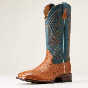 Ariat Brandin' Ultra Western Boot Antique Tan Full Quill Ostrich Polska | XKAPVE-015