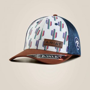 Ariat Cactus Print Cap Black Białe Polska | FEZJRS-517