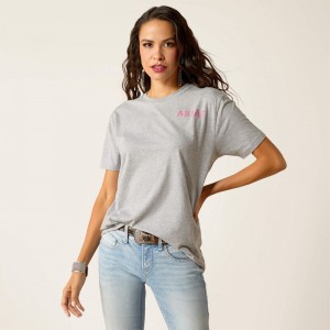 Ariat Cactus Rose T-Shirt Szare Polska | SBKADG-094