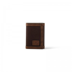 Ariat Canvas Logo Trifold Wallet Brązowe Polska | YUBJWM-452