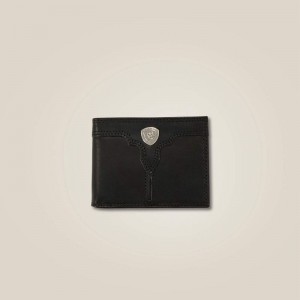 Ariat Center Ridge Bifold Wallet Czarne Polska | BKVGHR-753