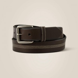 Ariat Center Triple Stitch Belt Brązowe Polska | NXTBWJ-123