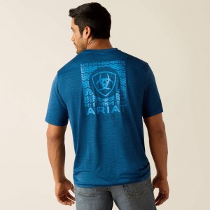 Ariat Charger Sw Shield T-Shirt Poseidon Polska | JEMZDH-812