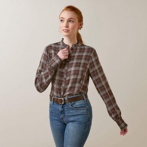 Ariat Clarion Blouse Mole Plaid Polska | VXEBLI-760