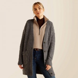 Ariat Colma Cardigan Charcoal Polska | FDGWIH-968