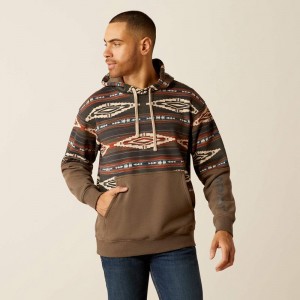 Ariat Color Block Hoodie Brindle Polska | DUMZVY-502