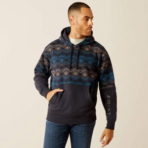 Ariat Color Block Hoodie Granatowe Polska | NZYRGF-302