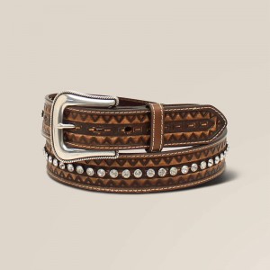 Ariat Crystal Stud Belt Brązowe Polska | ARJZPL-568