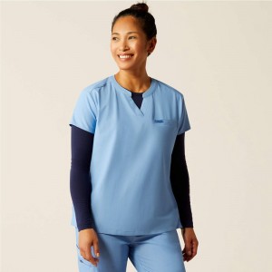 Ariat Eliza Fashion Scrub Top Głęboka Niebieskie Polska | TKNSWH-794