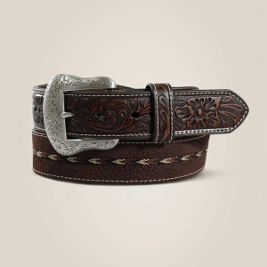 Ariat Embossed Center Stitch Belt Brązowe Polska | SOZJAB-041