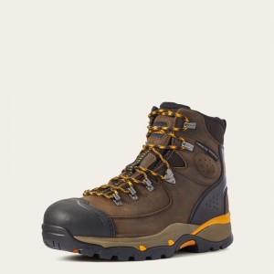 Ariat Endeavor 6" Waterproof Carbon Toe Work Boot Czekolada Brązowe Polska | QEHUGK-761