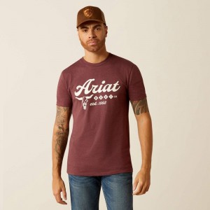 Ariat Established Boot Co. T-Shirt Bordowe Polska | WEXMYD-297