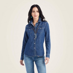 Ariat Farriday Denim Shirt Bluelight Polska | KANIWR-285