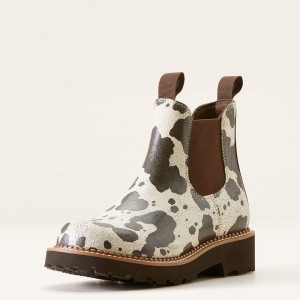 Ariat Fatbaby Chelsea Western Boot Cow Print Polska | AOSYBJ-720