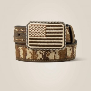 Ariat Flag Buckle Camo Belt Brązowe Polska | ZVAKND-689