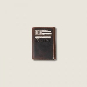 Ariat Flag Trifold Wallet Brązowe Polska | AHQOTX-403