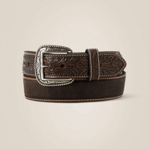 Ariat Floral Embossed Ends Belt Brązowe Polska | BNHRSF-507