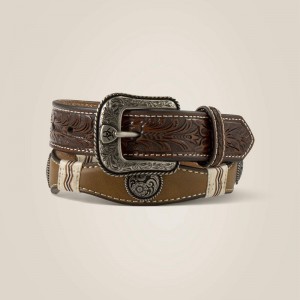 Ariat Floral Medallion Zigzag Wrap Belt Brązowe Polska | PMSXWR-935