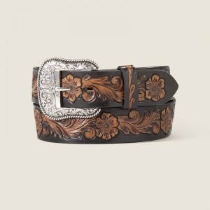 Ariat Flower Tooled Belt Brązowe Polska | FVEUHL-096