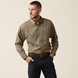 Ariat Fr Air Inherent Work Shirt Khaki Polska | JADRNK-504