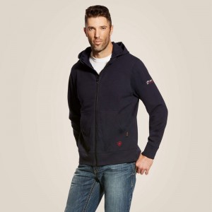 Ariat Fr Durastretch Full Zip Hoodie Granatowe Polska | BSEQOZ-357