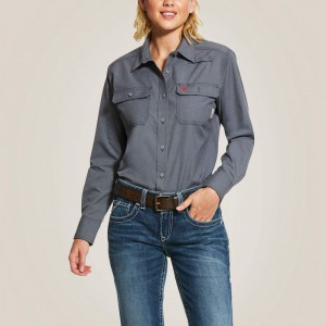 Ariat Fr Featherlight Work Shirt Gunmetal Polska | OQDWLN-478