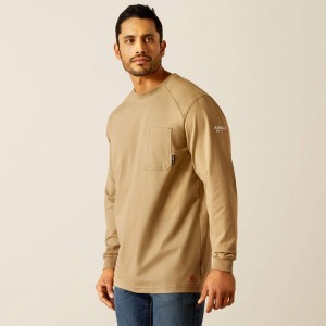 Ariat Fr Pima T-Shirt Khaki Polska | FTPKMX-934