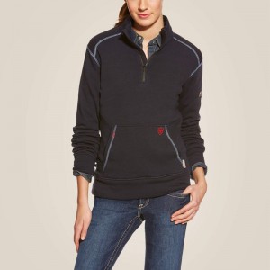 Ariat Fr Polartec Fleece 1/4 Zip Top Granatowe Polska | PBNKLR-124