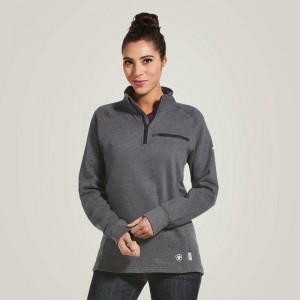 Ariat Fr Rev 1/4 Zip Top Charcoal Heather Polska | ZMDIJQ-812