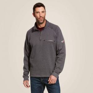 Ariat Fr Rev 1/4 Zip Top Charcoal Heather Polska | HVUKIB-607