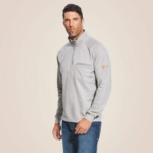 Ariat Fr Rev 1/4 Zip Top Srebrne Polska | XOHAZD-780