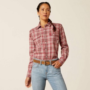 Ariat Fr Ruby Snap Work Shirt Roan Rouge Polska | MVGETC-316