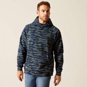 Ariat Fr Smoke Hoodie Niebieskie Camo Polska | CBDGVE-426