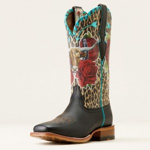 Ariat Frontier Rodeo Quincy Western Boot Rich Black/Mustang Meysa Polska | IQOPDW-423