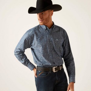 Ariat Graham Classic Fit Shirt Niebieskie Polska | YGVBAR-980