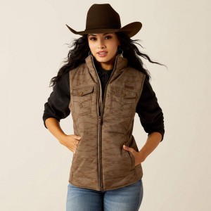 Ariat Grizzly Quilted Vest Banyan Bark Polska | QWGVJN-108