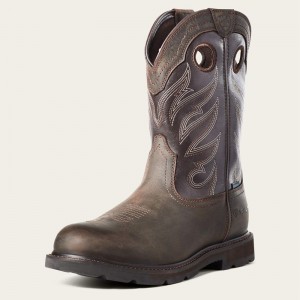 Ariat Groundwork Waterproof Work Boot Ciemny Brązowe Polska | PYBFTG-401