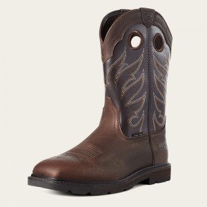 Ariat Groundwork Wide Square Toe Steel Toe Work Boot Brązowe Polska | DZOUIM-937