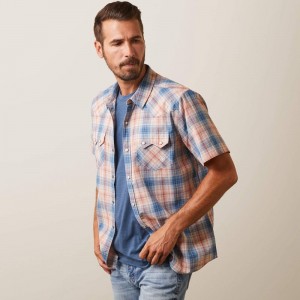 Ariat Hadrian Retro Fit Shirt Niebieskie Polska | VWCURT-094