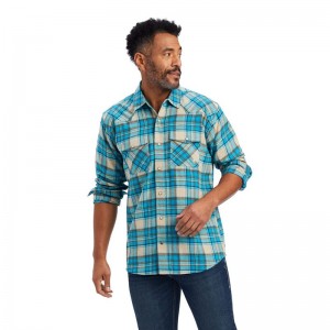 Ariat Handley Retro Fit Shirt Sylvan Teal Polska | CKAGVW-820